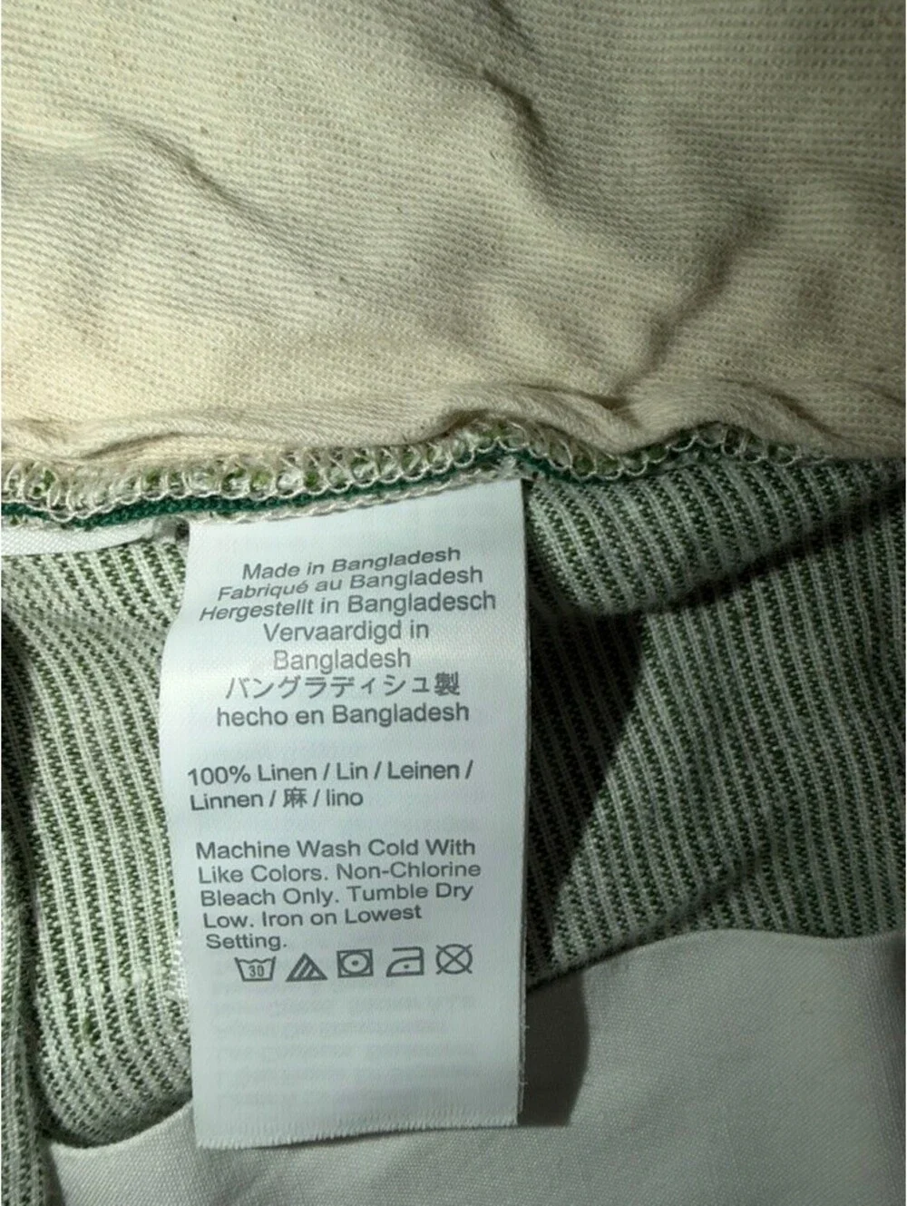 J.Crew Men's Green & White Striped Linen Shorts - Size 30